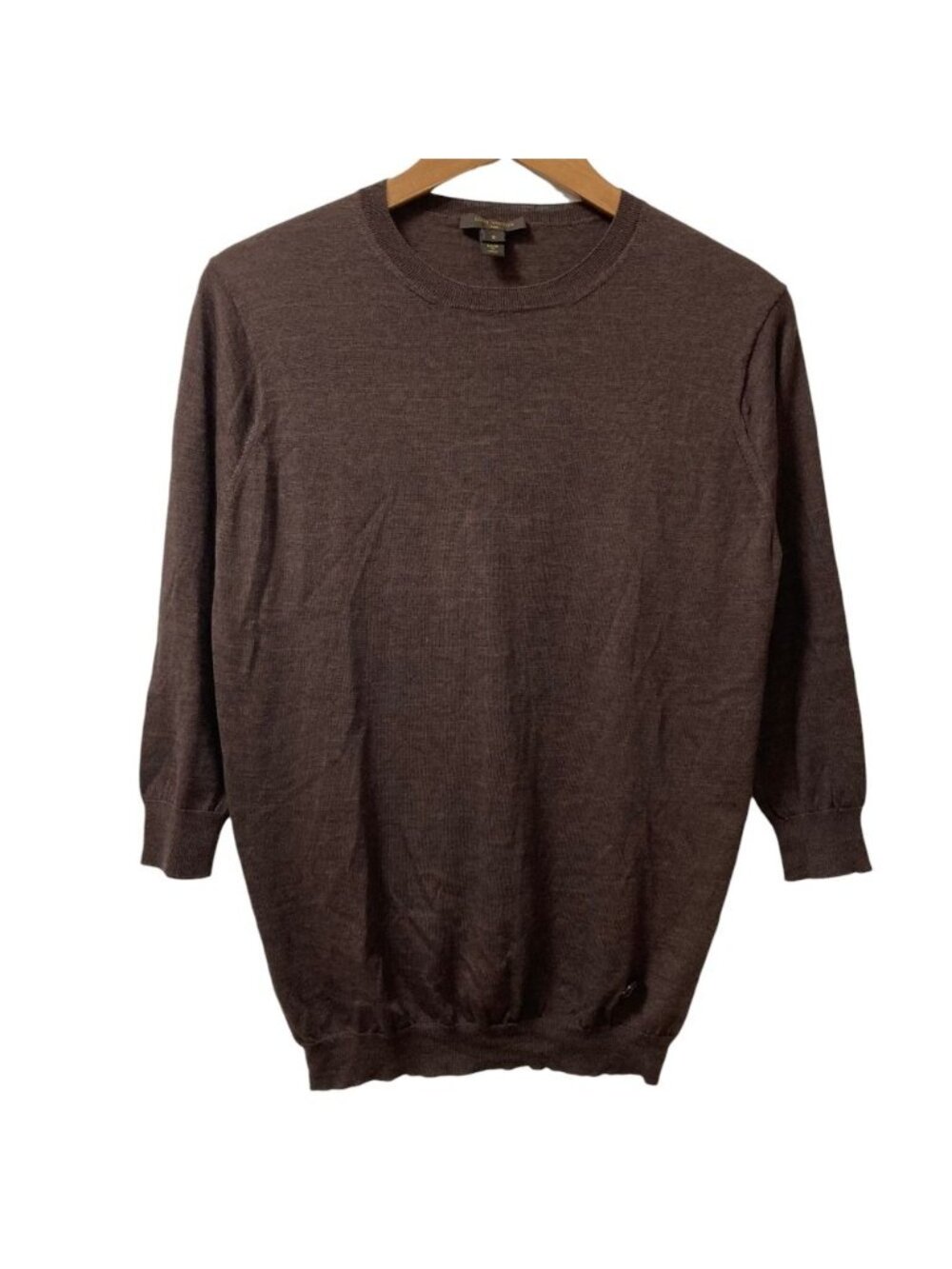 Louis Vuitton Silk Cashmere LV Logo High Gauge Knit Sweater Brown Half Sleeve S